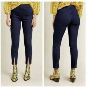 Pilcro and the Letterpress Jeans, High Rise Skinny, Side Zipper Hem Slit Blue 26